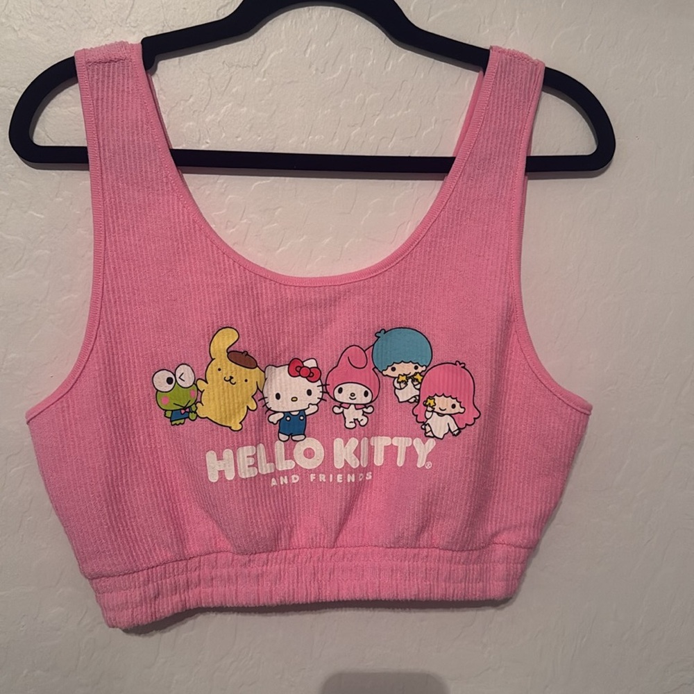 Sanrio Hello Kitty Pink Graphic Crop Top and Shorts - Picture 2 of 11